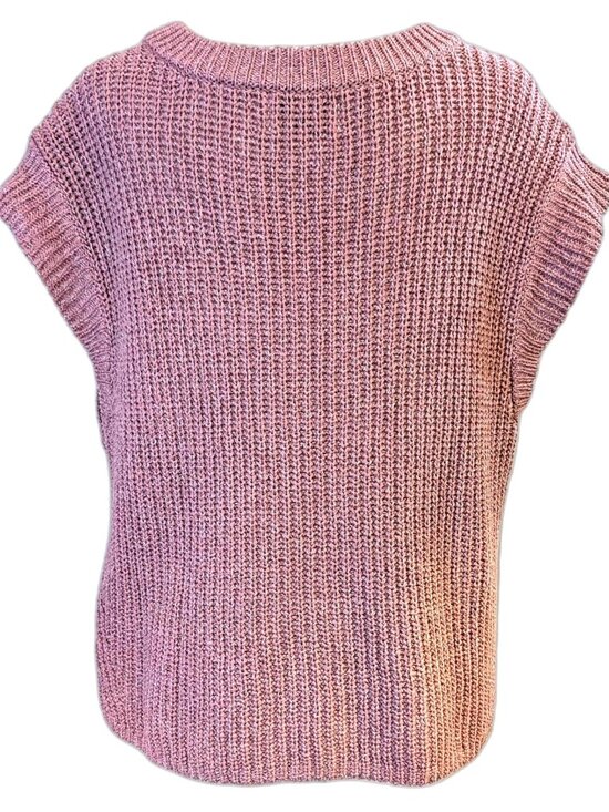 Old Navy | Lightweight Shaker Stitch Pink Short Sleeve Sweater | Size Medium - Picture 4 of 11